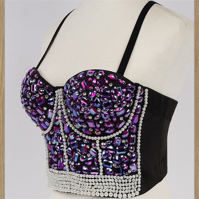 Y2K Rhinestone Diamond Sequin Tank Top - top