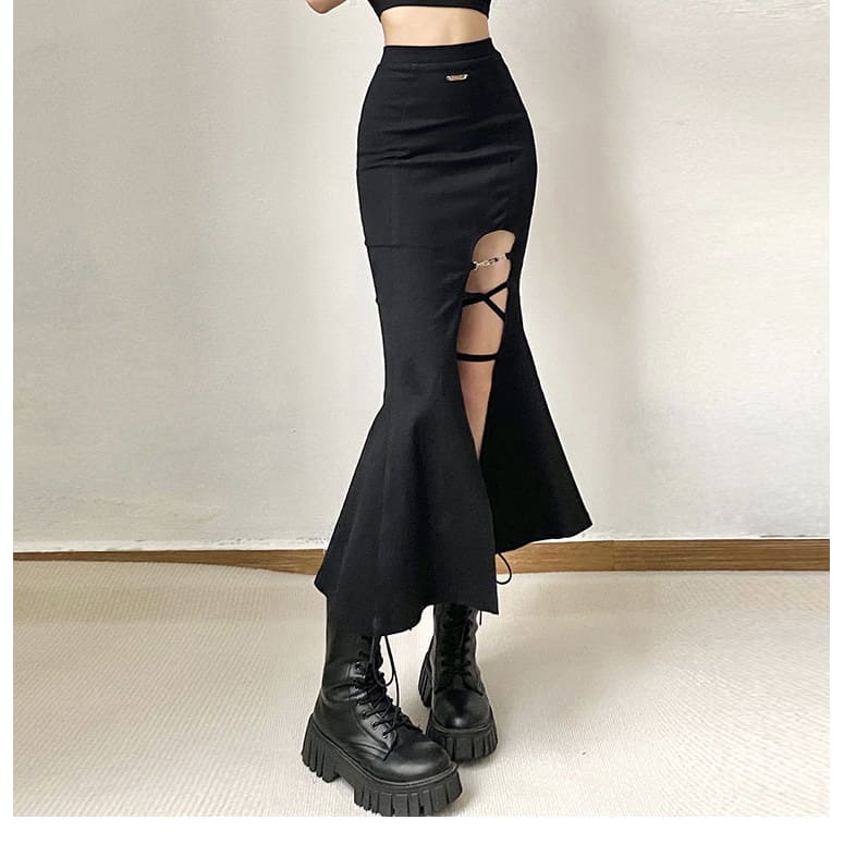 Y2K Slit High Waist Fishtail Skirt ME12