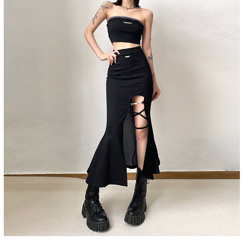 Y2K Slit High Waist Fishtail Skirt ME12