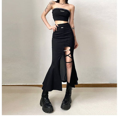 Y2K Slit High Waist Fishtail Skirt ME12