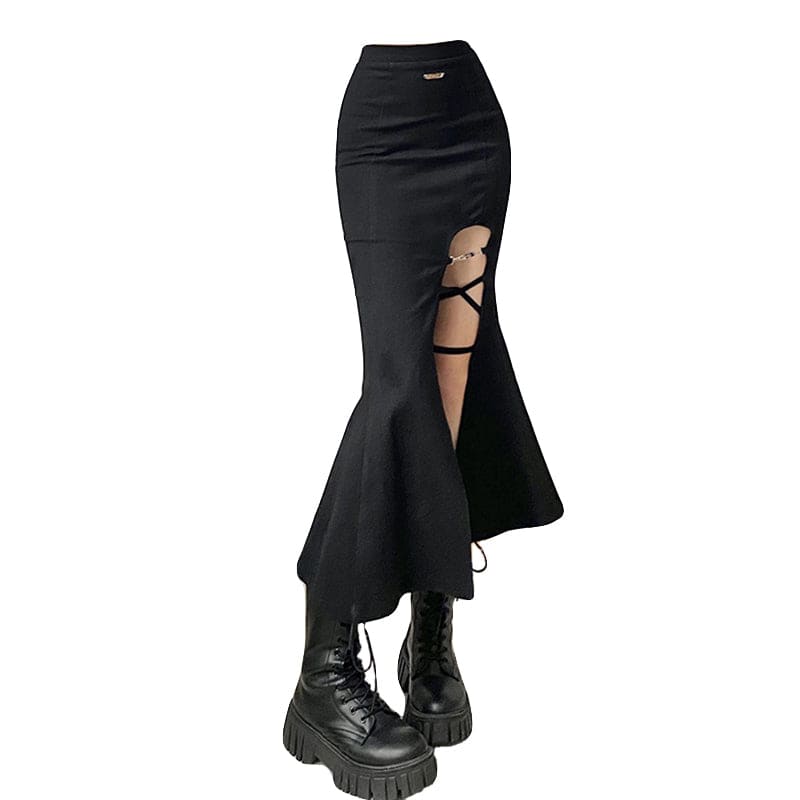 Y2K Slit High Waist Fishtail Skirt ME12