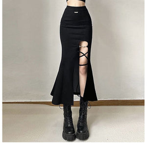 Y2K Slit High Waist Fishtail Skirt ME12