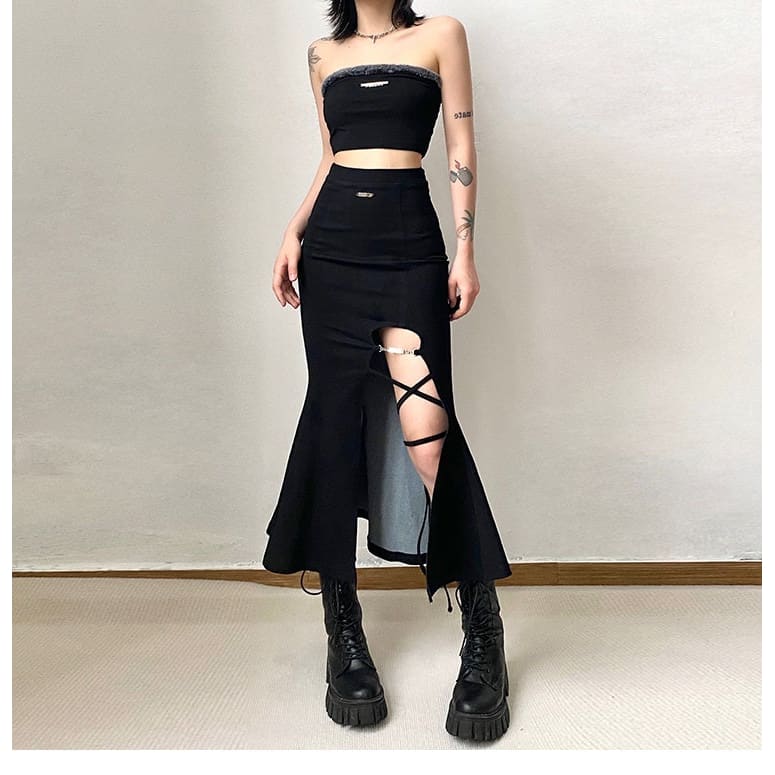 Y2K Slit High Waist Fishtail Skirt ME12